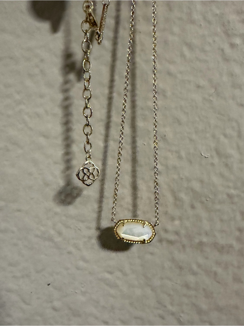 Kendra Scott Gold Tone White Stone Pendant Necklace - Women Jewelry